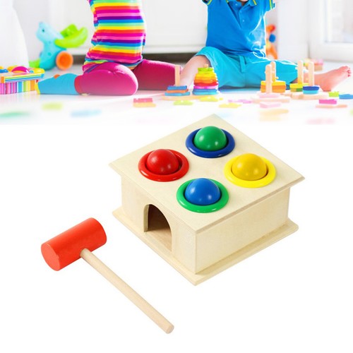 Wooden ball hammer toy - wooden,